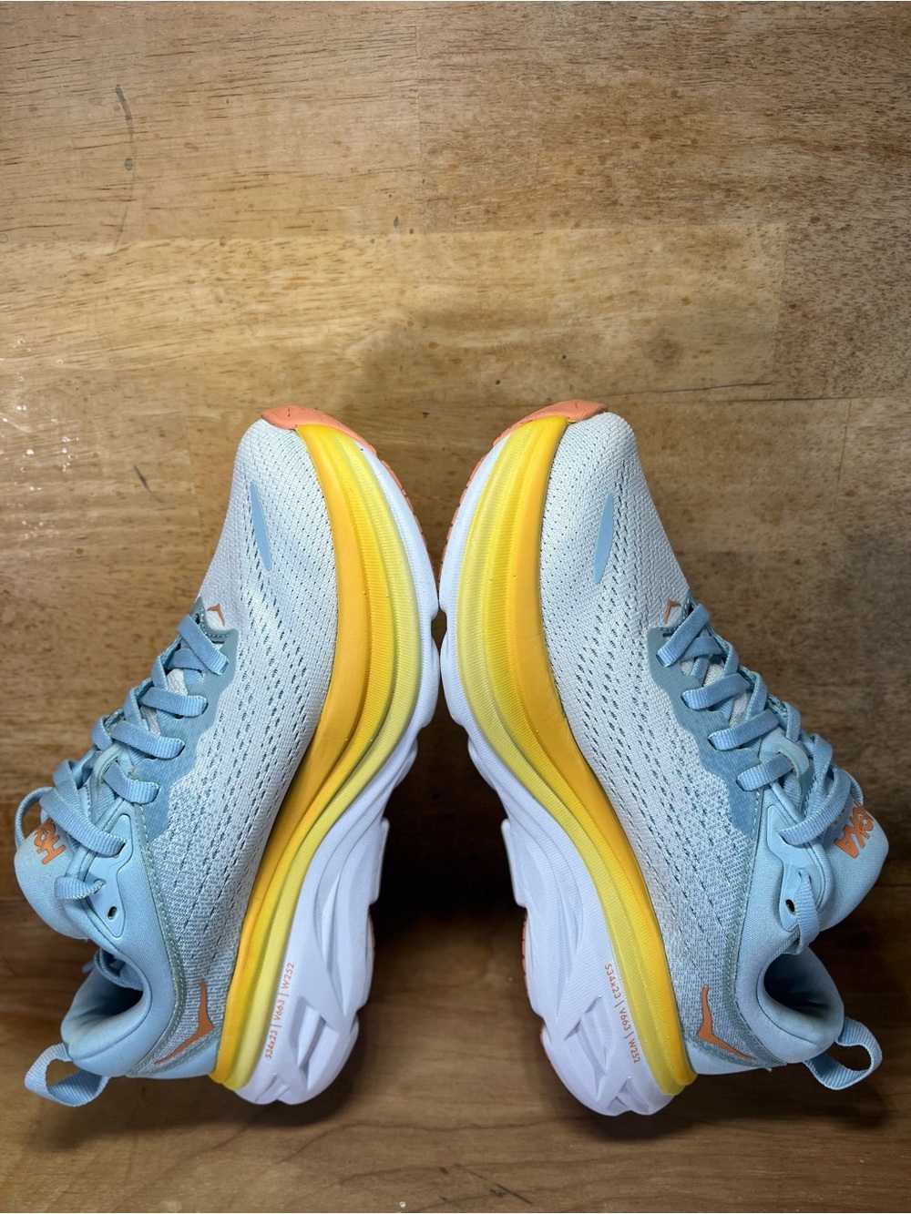 Hoka One One Bondi 8 Womens Size 5.5 Running Shoes Sneakers Blue Yellow - Picture 6 of 12